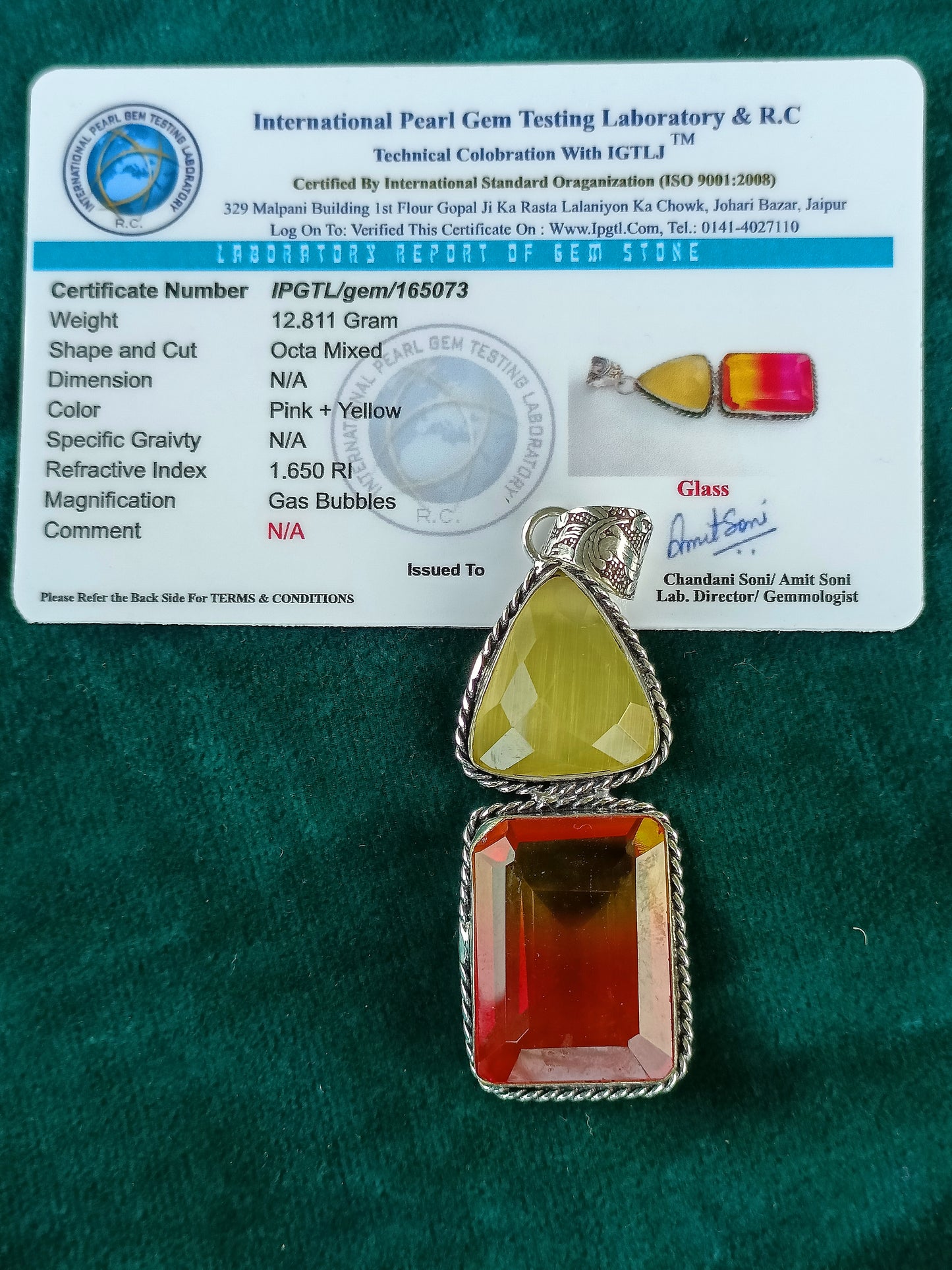 Yellow And Red Glass Pendant