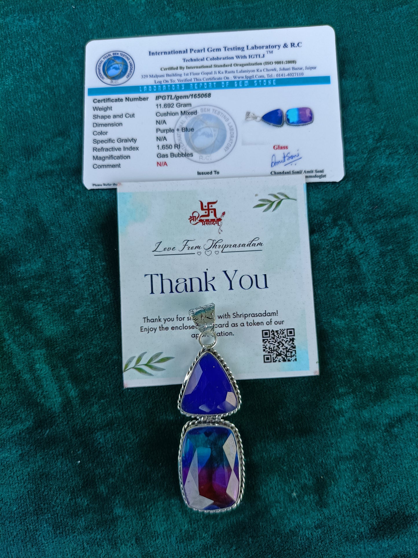 Blue and Purple Glass Pendant