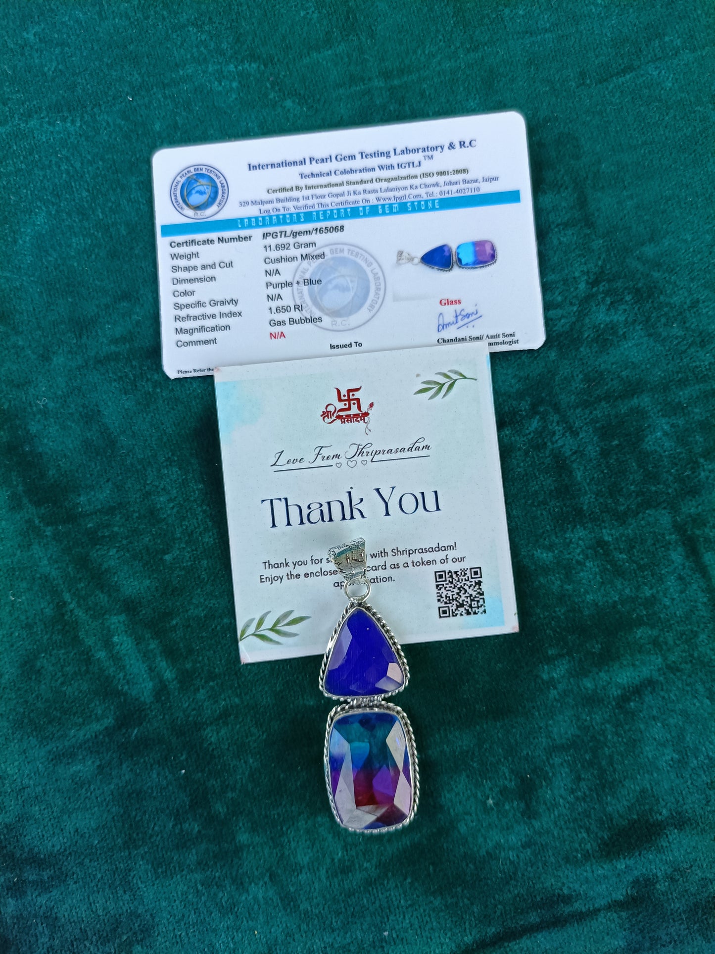 Blue and Purple Glass Pendant