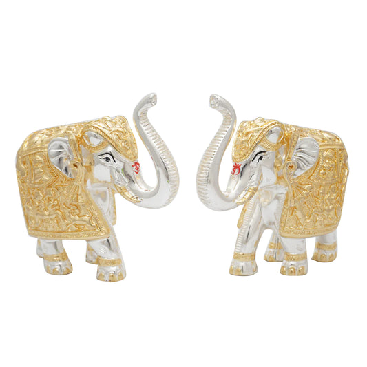 Pure Gold & Silver Coated Elephant Showpiece 