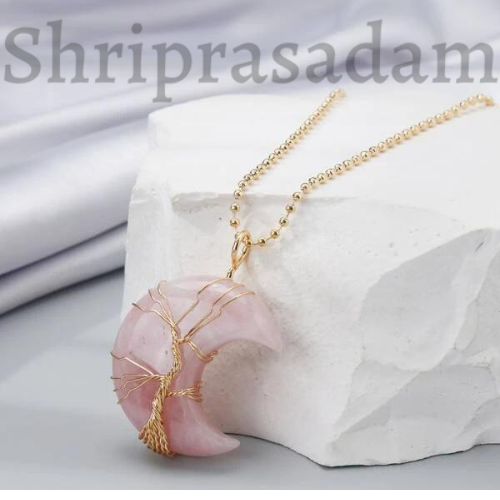 Rose Quartz Moon Pendant