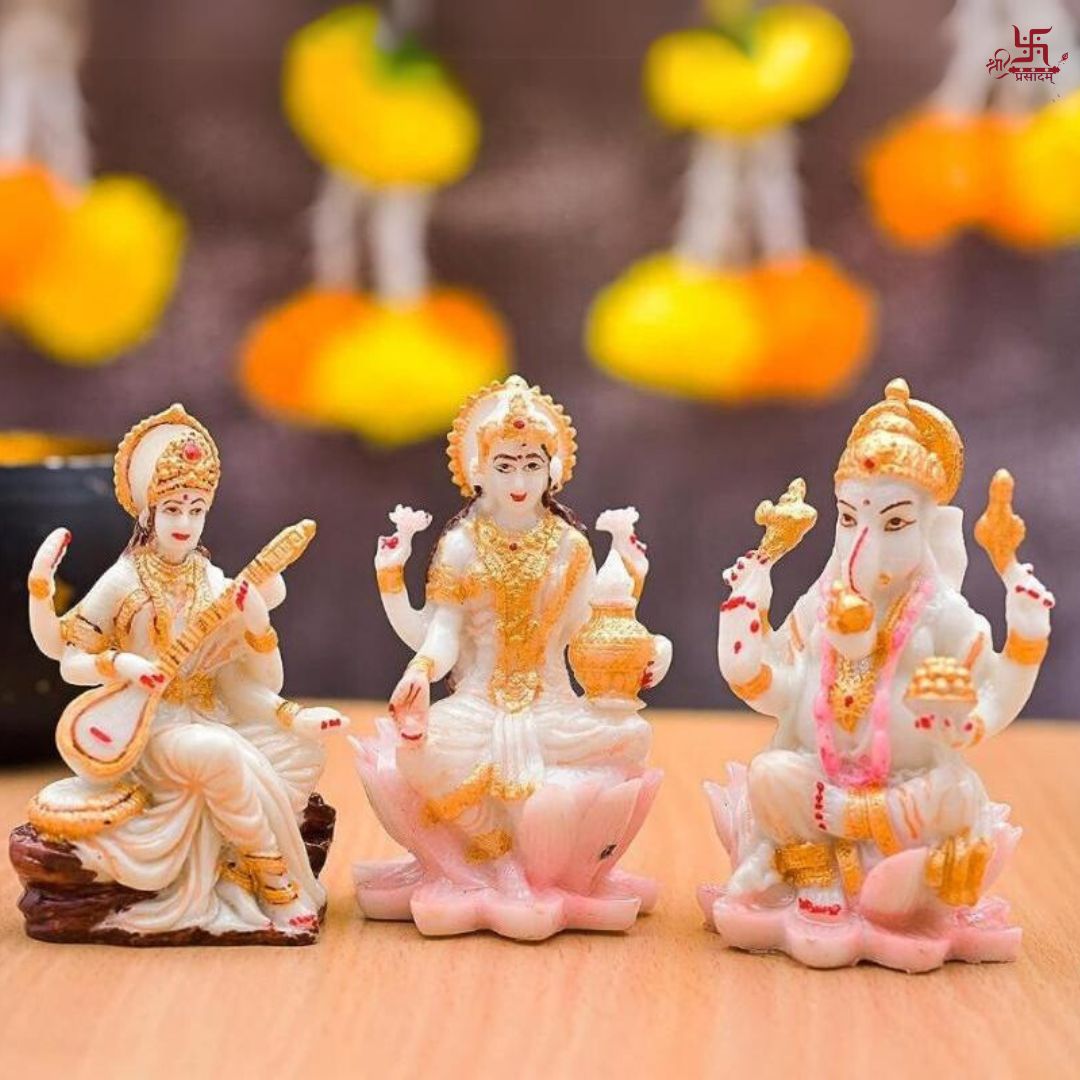 Laxmi Ganesh Saraswati Ji Murti for Puja, Home, Office