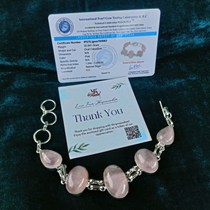 Rose Quartzite Silver Plated Bracelet For Girls & Women