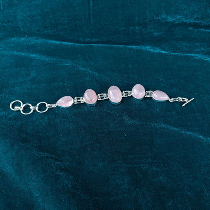 Rose Quartzite Silver Plated Bracelet For Girls & Women