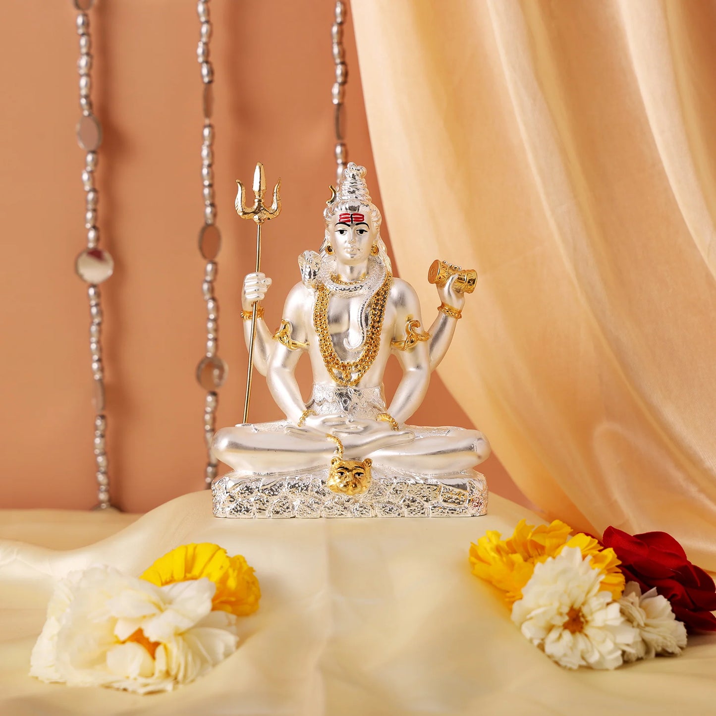 Lord Shiva Gold and Silver Plated Idol For Puja, Home, And Gift