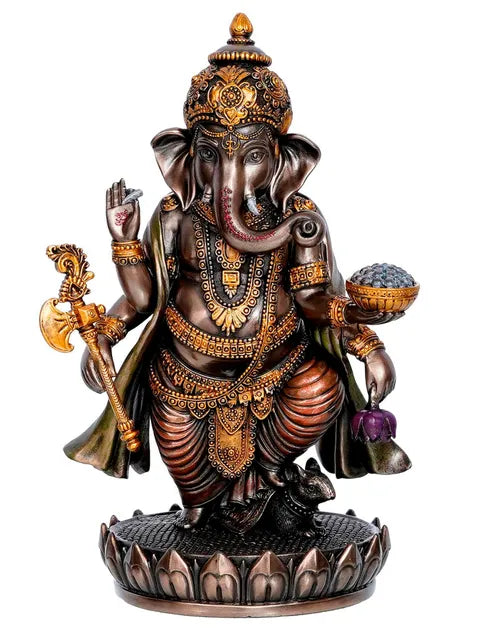 Bhujadhari Lord Ganesha Idol Cold Cast Bronze Resin