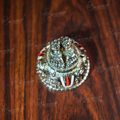 Silver Plated Carved Balaji Charan For Puja, Home, And Gift