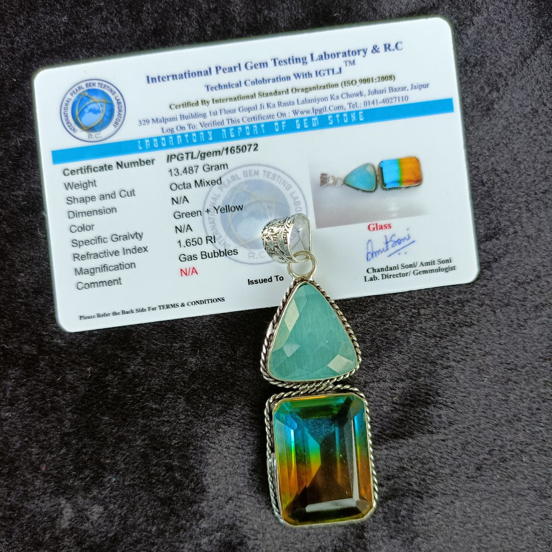 Cyan and Brown Glass Pendant