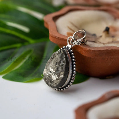 Set of 3 in 1- Pyrite Pendant, Pyrite Ring, Black Obsidian Pyrite Bracelet