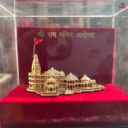 Golden Model of Shree Ram Mandir and Charan Paduka For Home/Office/Shop