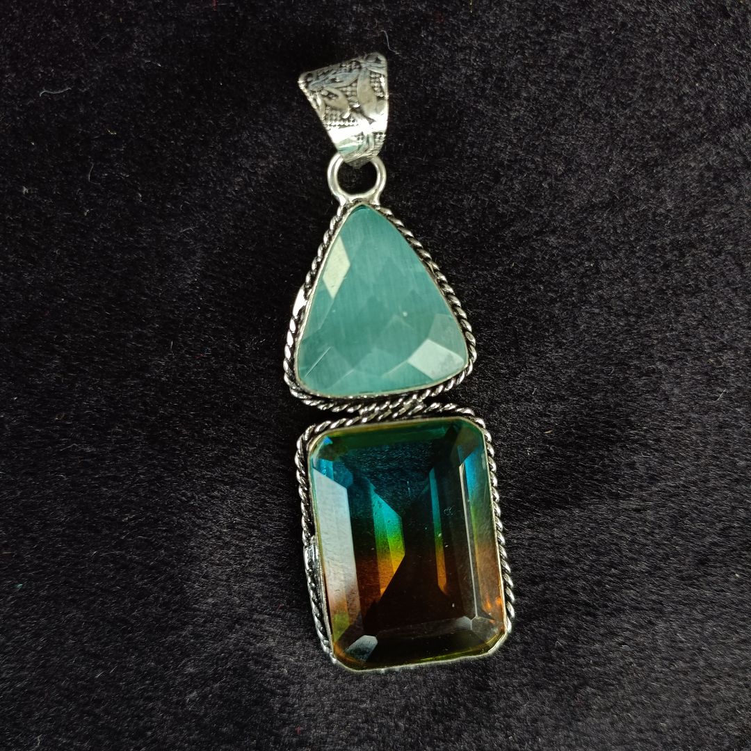 Cyan and Brown Glass Pendant