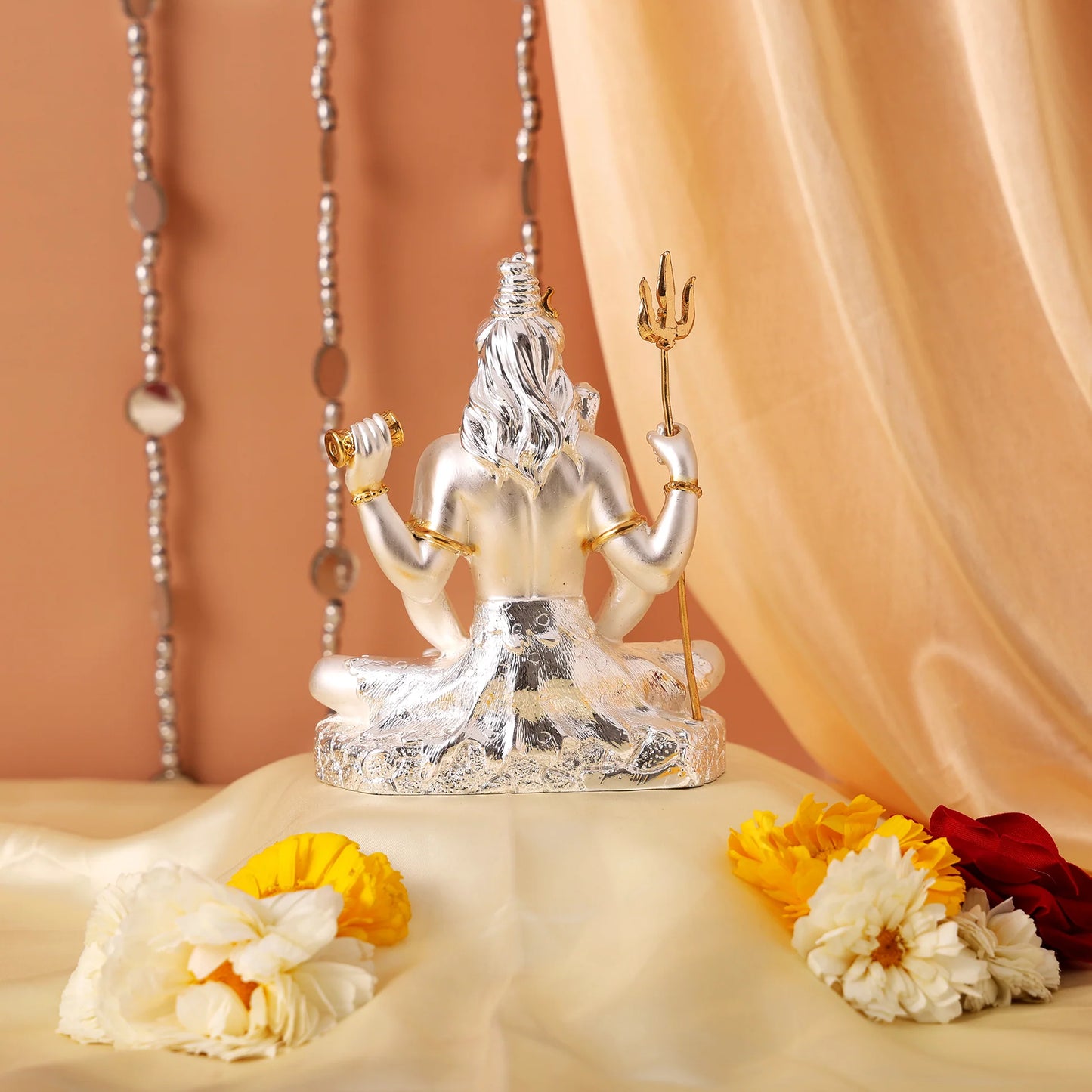 Lord Shiva Gold and Silver Plated Idol For Puja, Home, And Gift