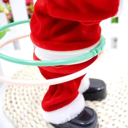 Santa Dancing with Hula Hoops Toy for Christmas Decoration & Gifting