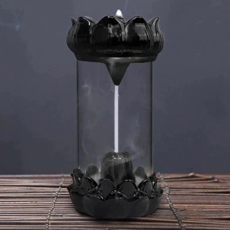 CERAMIC SMOKE BACKFLOW INCENSE BURNER HOLDER WITH 10 CONES