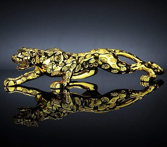 Golden Creative Cheetah Figurine Art Crafts Sculpture for Decor