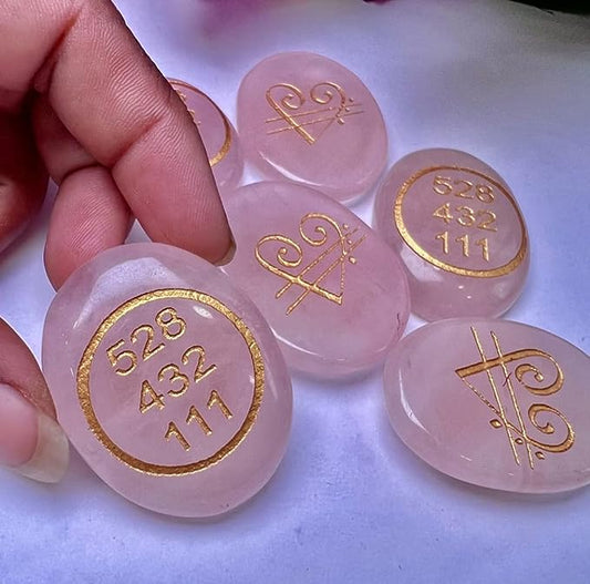 Rose Quartz Stone Zibu Symbol Coin