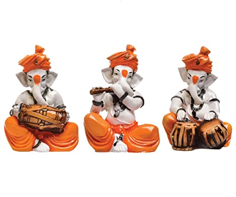 Ganesha Playing Instruments Showpiece
