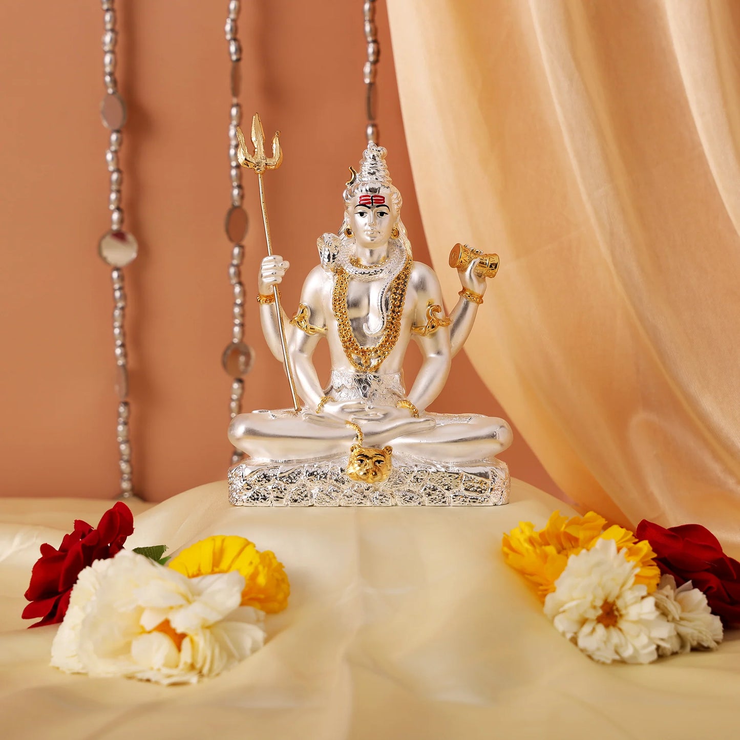 Lord Shiva Gold and Silver Plated Idol For Puja, Home, And Gift