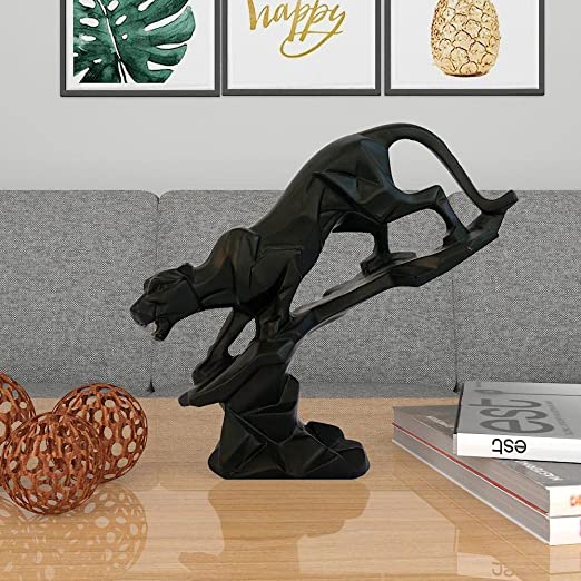 Polyresin Matte Abstract Black Panther Statue