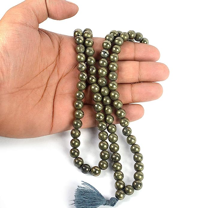 Set of 3 in 1- Raw Pyrite Geode, Pyrite Mala, Pyrite Ring