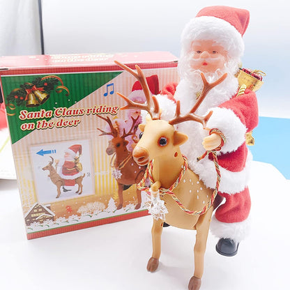 Santa Riding Reindeer Toy for Christmas Decoration & Gifting