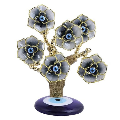Evil Eye Tree for Home Décor Showpiece Decorative Showpiece - 7 cm  (Metal, Silver)