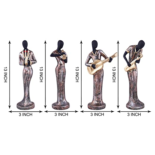 Musical Instrument Resin  Showpiece, Set of 4 (Gold)