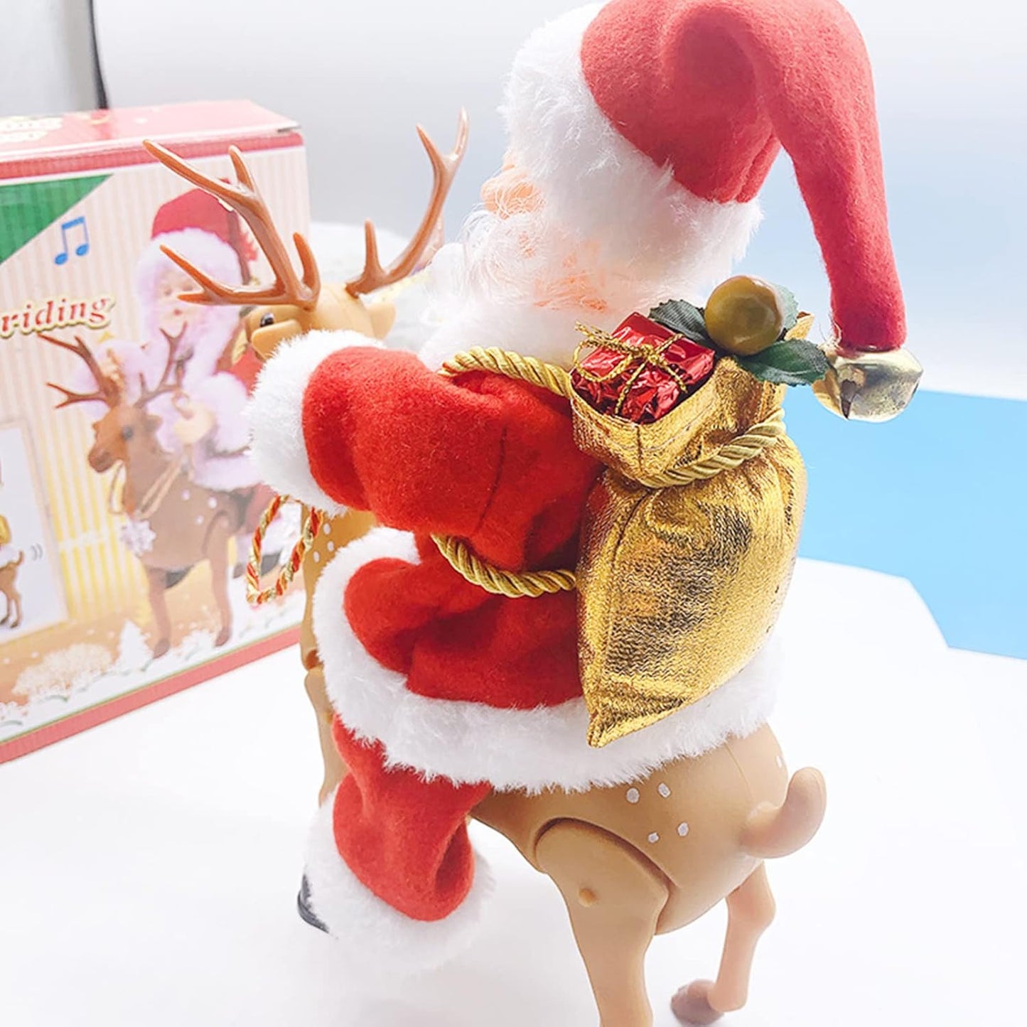 Santa Riding Reindeer Toy for Christmas Decoration & Gifting