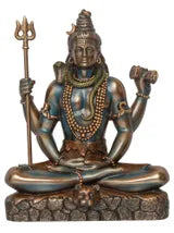 Lord Shiva Padmasana Cold Cast Bronze Resin Decorative Figurine