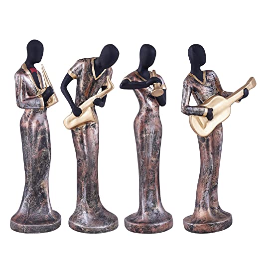 Musical Instrument Resin  Showpiece, Set of 4 (Gold)