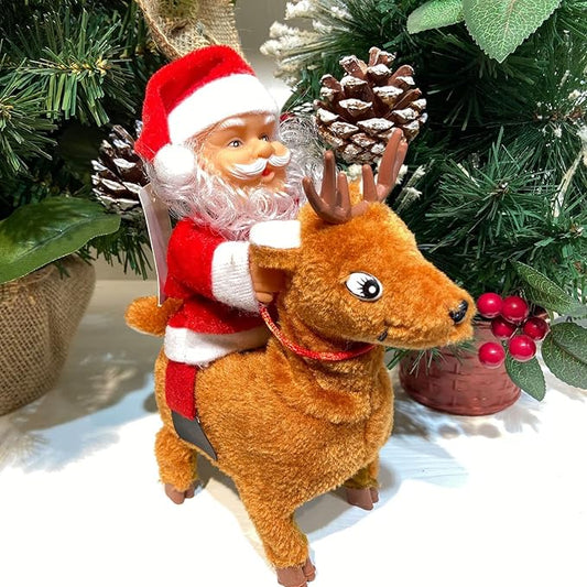 Santa Claus on Deer Toy for Christmas Decoration & Gifting