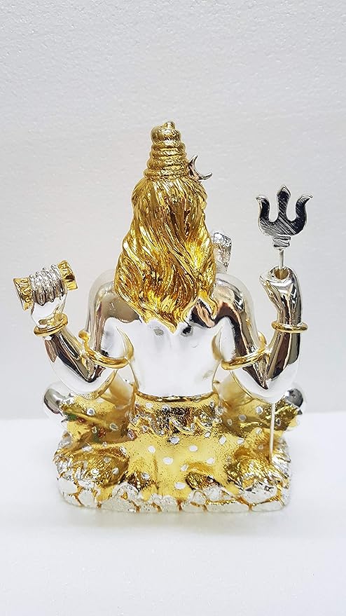 Lord Shiva Gold and Silver Plated Idol For Puja, Home, And Gift