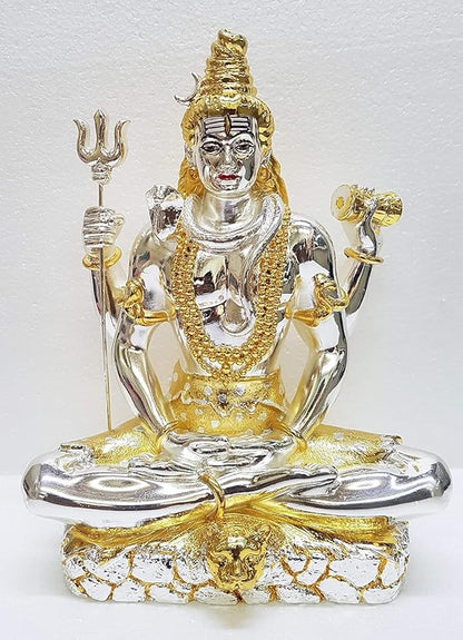 Lord Shiva Gold and Silver Plated Idol For Puja, Home, And Gift