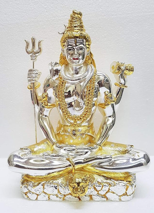 Lord Shiva Gold and Silver Plated Idol For Puja, Home, And Gift