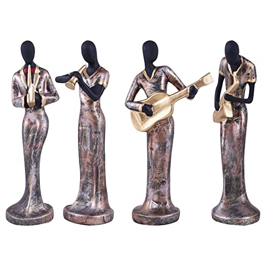 Musical Instrument Resin  Showpiece, Set of 4 (Gold)