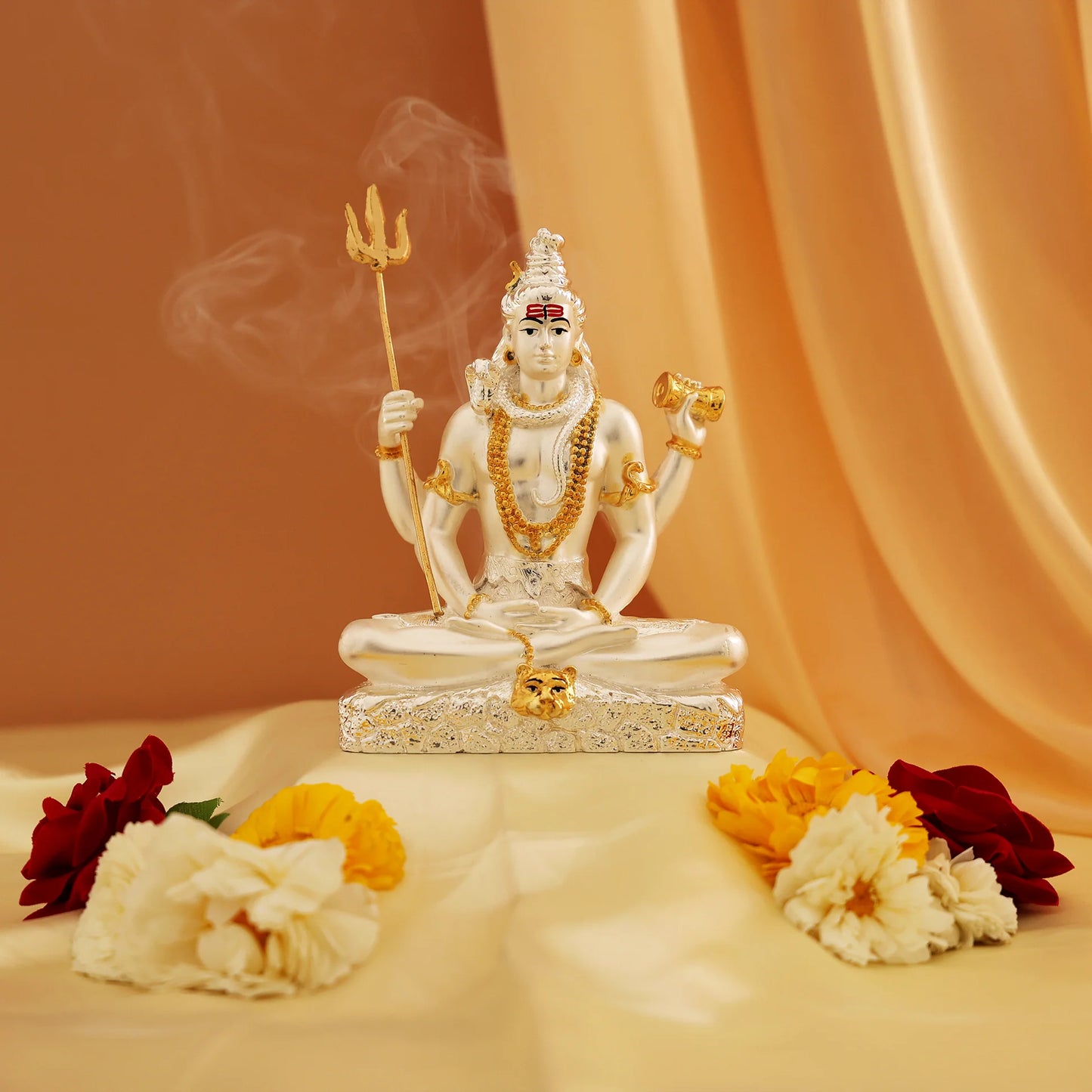 Lord Shiva Gold and Silver Plated Idol For Puja, Home, And Gift