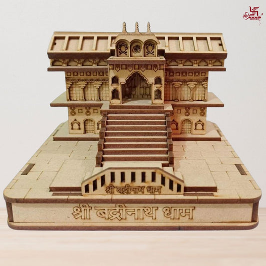 Shree Badrinath Temple Wooden Miniature 3D Model For Home, Pooja, Car Dashboard