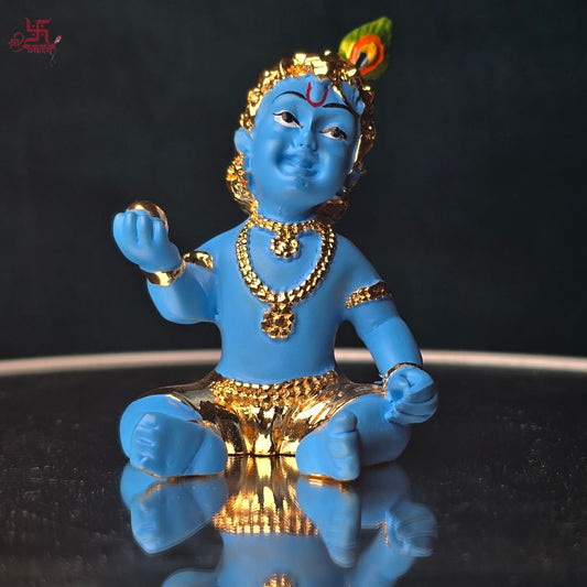 Bal Krishna Gold Plated Idol For Puja, Home, Gift