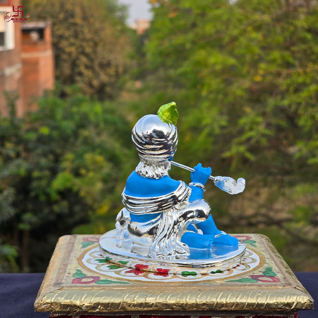 Bal Krishna Silver Plated Idol For Home, Puja, and Gift
