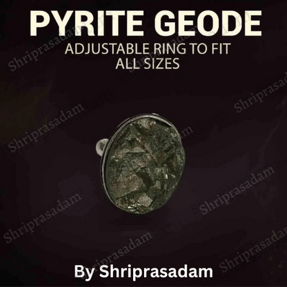 Pyrite Geode adjustable ring to fit all sizes