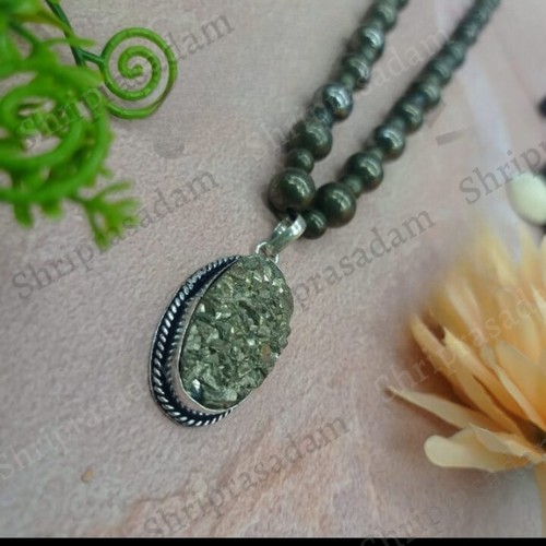 Pyrite mala with Pyrite Pendant