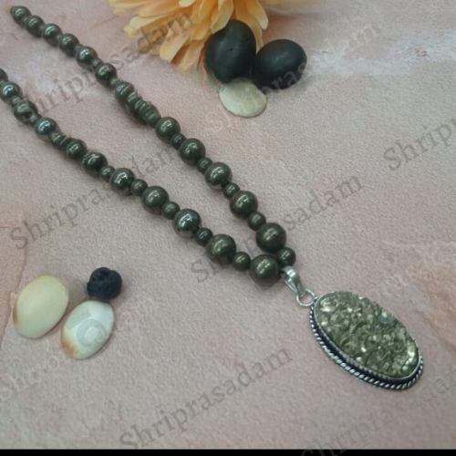 Pyrite mala with Pyrite Pendant