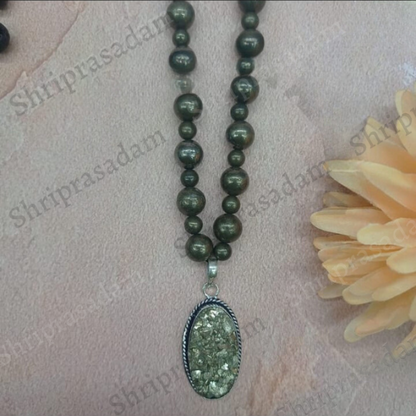 Pyrite mala with Pyrite Pendant