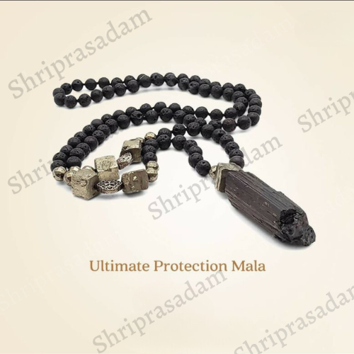 Pyrite Ultimate Protection Mala with Lava stone