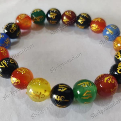 Multi Onyx Om Mani Padme Hum Beads Bracelet