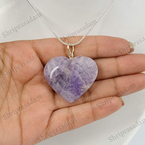 Crystu Natural Healing Stone Pendant Heart Shape