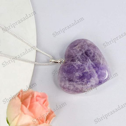 Crystu Natural Healing Stone Pendant Heart Shape