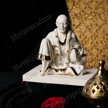 Sublime Sai Baba Gold Plated Marble Idol