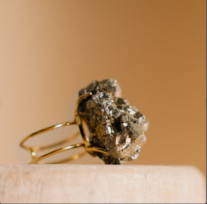 Pyrite Ring, Gemstone Ring, Prosperity Stone