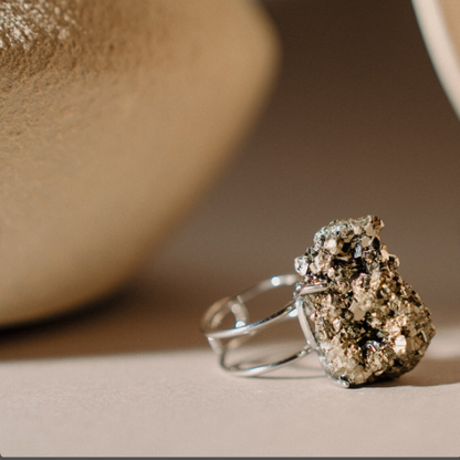 Pyrite Ring, Gemstone Ring, Prosperity Stone